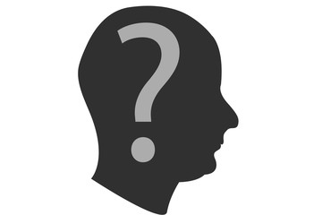 Cabeza con interrogante, pensamientos.