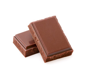 Dark chocolate bars with clipping path isolated on white background