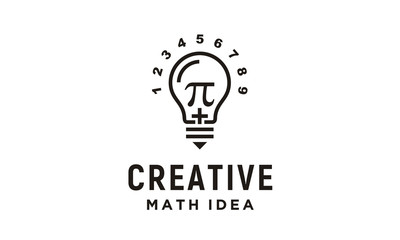 Light Bulb Pi Numeric Mathematics logo design inspiration