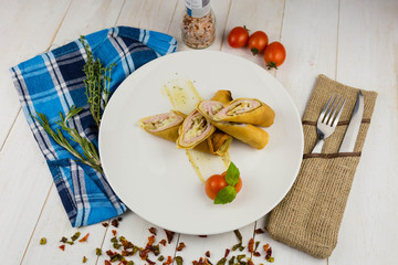 pancakes with wine and cheese