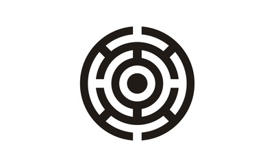 Circle Labyrinth Maze Target Board Logo design 
