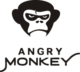 Grumpy Angry Gorilla / King Kong Monkey Face illustration logo