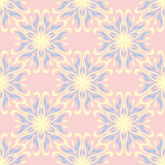 Floral seamless background. Pink, blue and yellow flower pattern