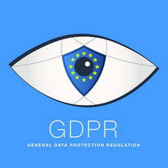 Obraz premium The EU is watching. The new GDPR (General Data Protection Regulation) protecting personal data . Eye-Concept.