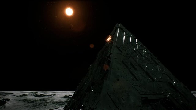 4K Alien Pyramid on Asteroid in Deep Space 3D Animation