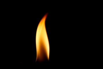 Single naked flame in black space.