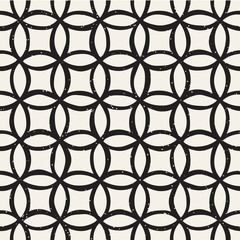 Monochrome minimalistic seamless pattern with circles. Simple hand drawn texture. Vector background with rounded lines