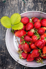 Fresh strawberries, top view