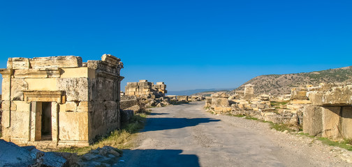 Aqueducts in the ancient city of Aspendos in Antalya, Turkey..