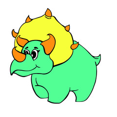 Funny kind children's cartoon dinosaur triceratops. hand-drawn vector character illustration. 
