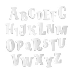 Vector Latin alphabet made of cut-out paper letters