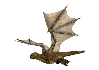 3D Rendering Fantasy Dragon on White