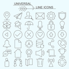 Set  universal vector line icons editable stroke