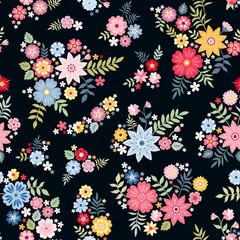 Lovely ditsy floral pattern with cute abstract flowers in vector. Seamless natural background. Print for fabric, gift wrapper.