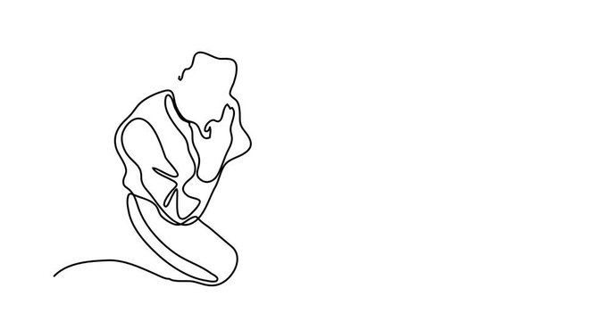 Self drawing animation of continuous line drawing of sitting man