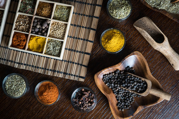 Spices and herbs. Variety of spices