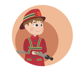 Fireman icon Vector. Cartoon character illustrations