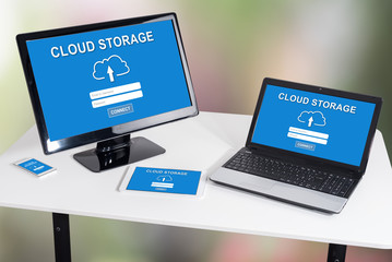 Cloud storage concept on different devices