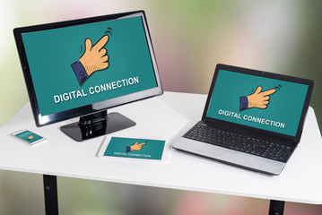 Digital connection concept on different devices