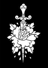 Graphic flower pierced by the knife