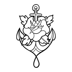 Graphic anchor with floral decorations