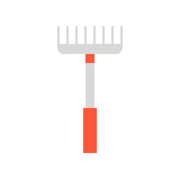 rake, farming equipment flat icon vector