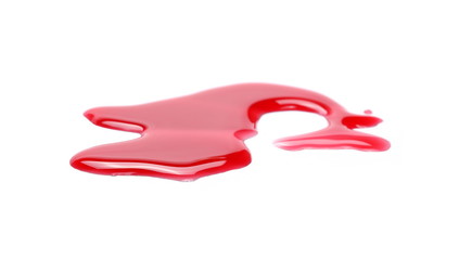 Obraz na płótnie Canvas Red, currant juice puddle isolated on white background, clipping path