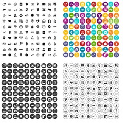 100 working hours icons set vector in 4 variant for any web design isolated on white
