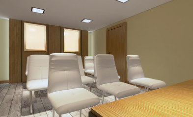 Modern meeting room. 3D rendering.. Blank paintings