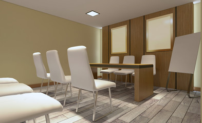 Modern office Cabinet. Meeting room. 3D rendering.. Blank paintings