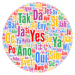 Yes word cloud in different languages 
