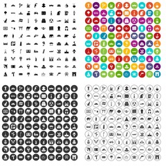 100 world tour icons set vector in 4 variant for any web design isolated on white