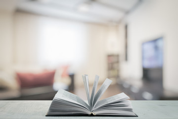 open book in the living room
