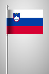 Flag of Slovenia. National Flag on Flagpole. Isolated Illustration on Gray
