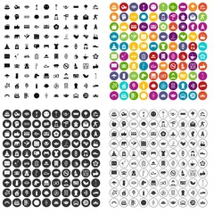 100 yoga studio icons set vector in 4 variant for any web design isolated on white