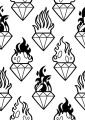 Graphic flaming gemstones