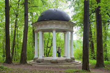 Pavilion in old park. Volkonskiy Estate. Sukhanovo, Russia