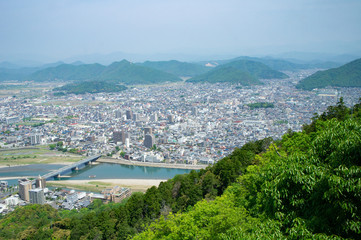 岐阜城行きロープーウェイからの眺め