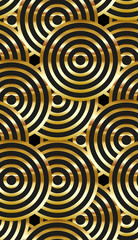 Seamless geometric golden Art Deco pattern. Vector fashion backdrop in vintage style