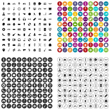100 youth culture icons set vector in 4 variant for any web design isolated on white
