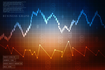 2d rendering Stock market online business concept. business Graph 