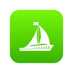 Sailing ship icon digital green for any design isolated on white vector illustration