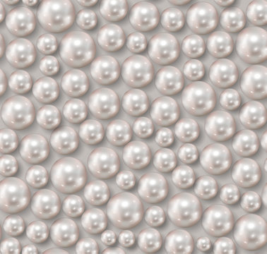 Realistic seamless background of multiple pearls - vector eps10 illustration © LeysanI
