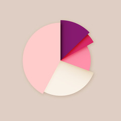 Stylish pink red vector blank pie chart diagram infographics design template