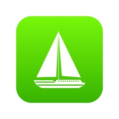 Sea yacht icon digital green for any design isolated on white vector illustration