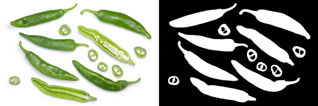 Lumbre green chile pepper, top view