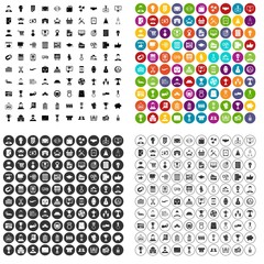 100 business career icons set vector in 4 variant for any web design isolated on white