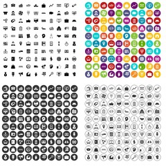 100 business group icons set vector in 4 variant for any web design isolated on white