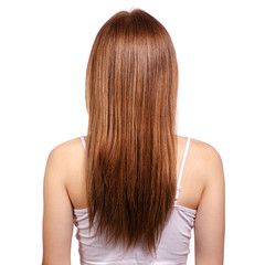Woman hair straight keratin polish