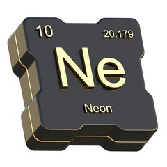 Neon element symbol from periodic table on futuristic black icon isolated on white background
